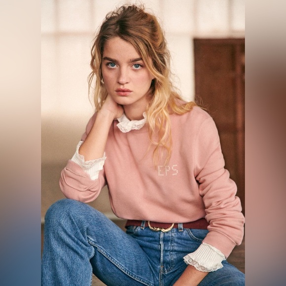 NWT Sézane Calvin Sweatshirt in Blush - Picture 4 of 7